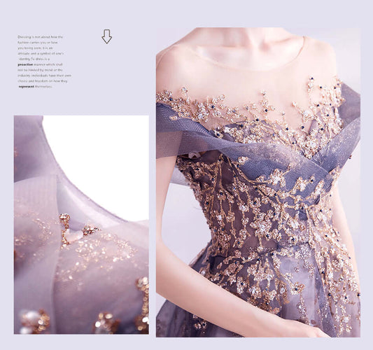 Aura Queen Purple Dinner Annual Meeting Birthday Catwalk Host Performance Show Catwalk Evening Dress