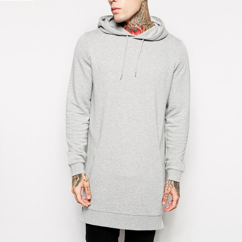 Men's Long Sleeve Fleece Sweatshirt With Side Zipper