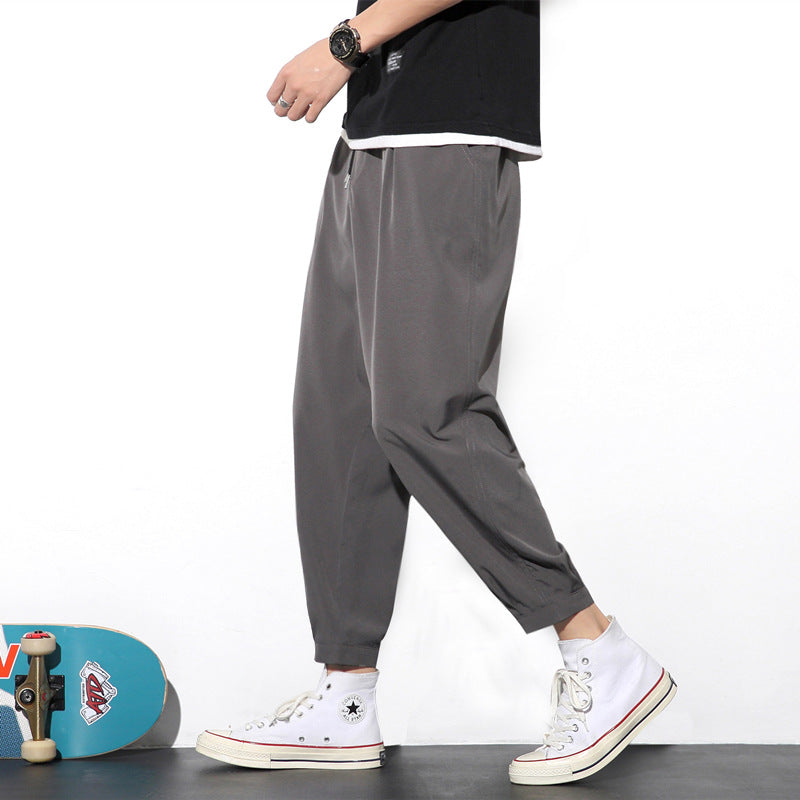 Drawstring Pants Summer Casual Ice Slik Trousers Jogger Hiking Sports Pants Men