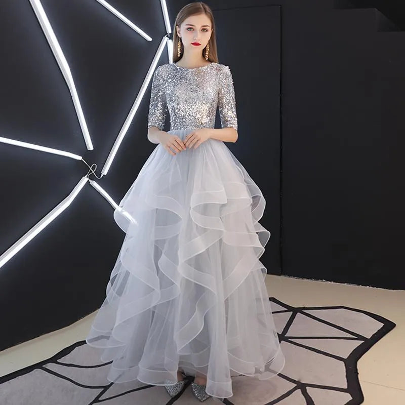 Evening Dress Skirt Women 2021 Fashion Banquet French Sequins Long Mori Series - globaltradeleader