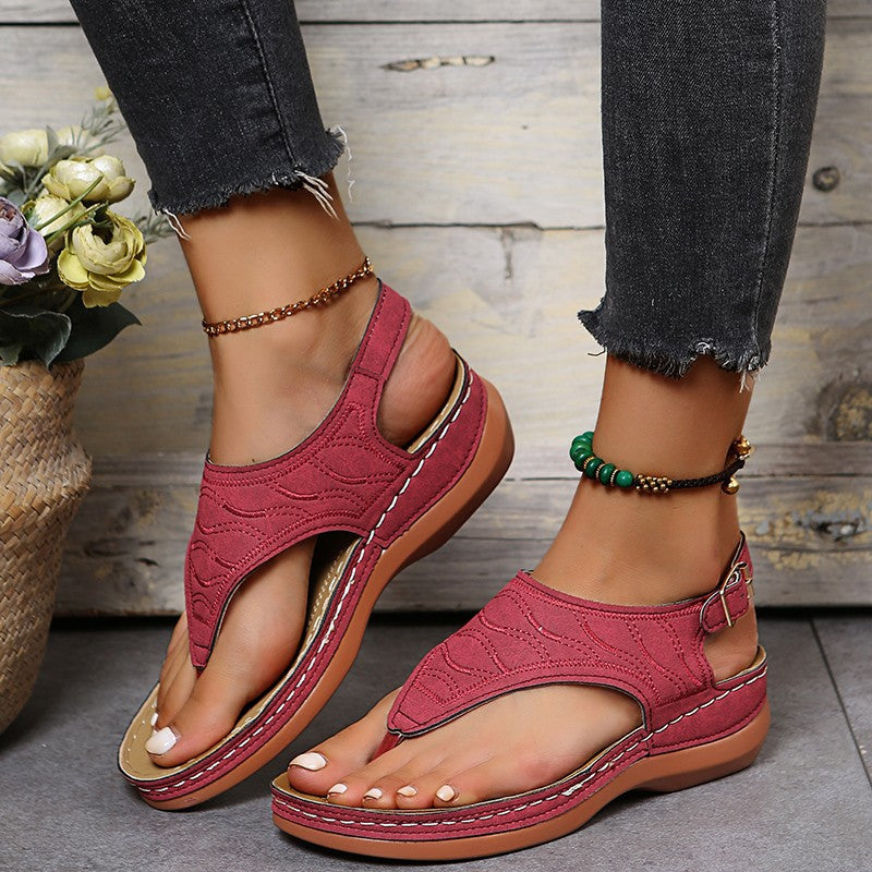 Summer Shoes Roman Retro Style Clip Toe Sandals Women Ankle Buckle Shoes