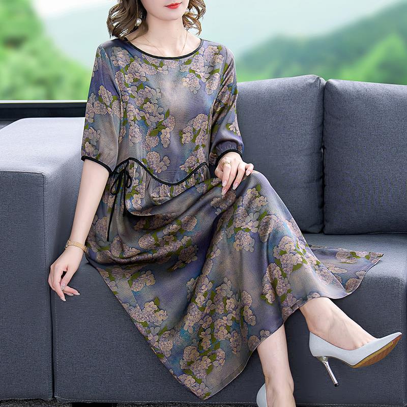 Fashion And Personality Silk Dress With Print