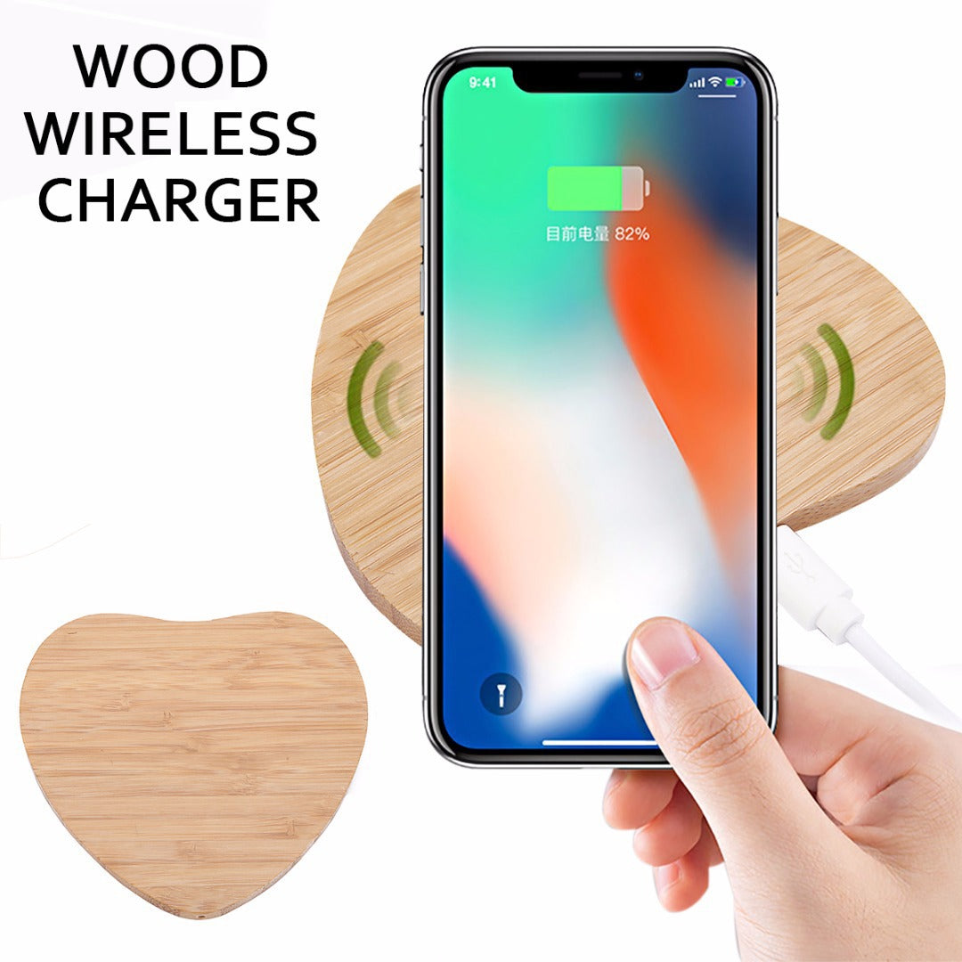 Real Bamboo Wood Square Round Wood Grain 10W Wireless Charging