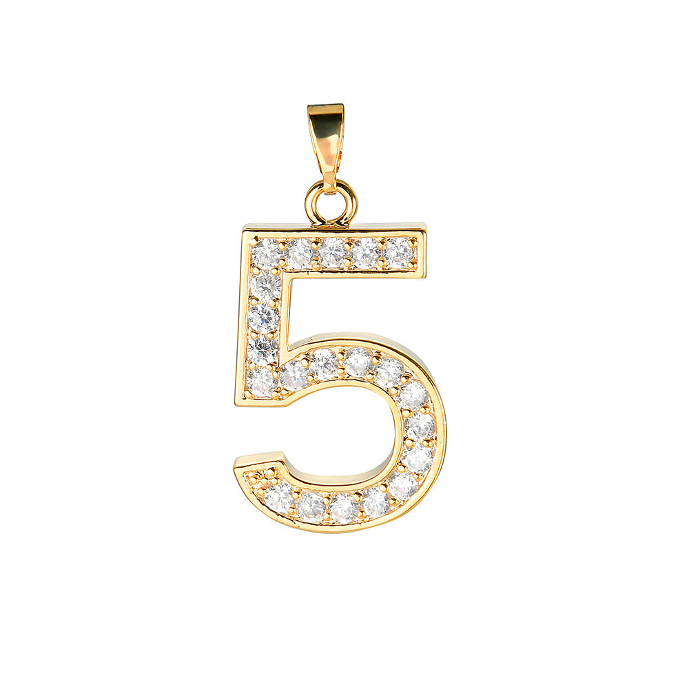 Digital Pendant Micro-inlaid Zircon Creative Combination Pendant 0-9 Digital Trend Hip-hop Jewelry