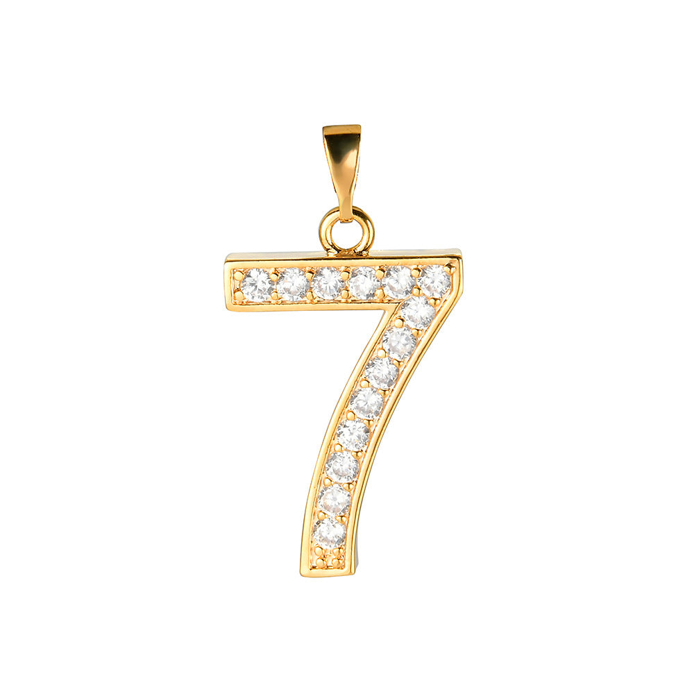 Digital Pendant Micro-inlaid Zircon Creative Combination Pendant 0-9 Digital Trend Hip-hop Jewelry