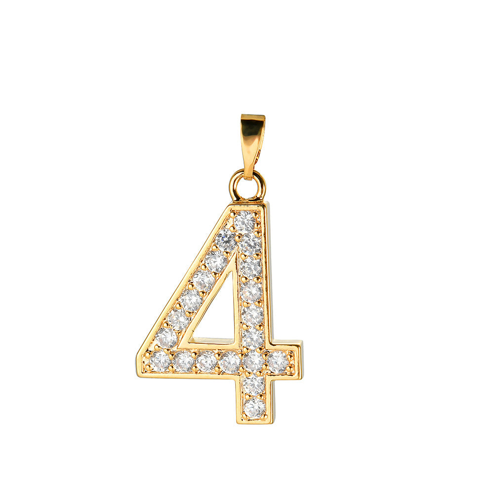 Digital Pendant Micro-inlaid Zircon Creative Combination Pendant 0-9 Digital Trend Hip-hop Jewelry