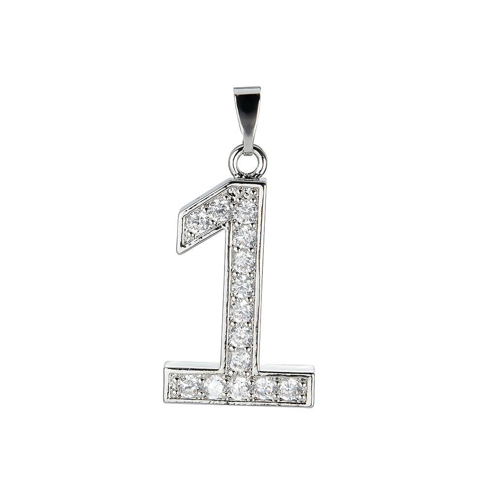 Digital Pendant Micro-inlaid Zircon Creative Combination Pendant 0-9 Digital Trend Hip-hop Jewelry