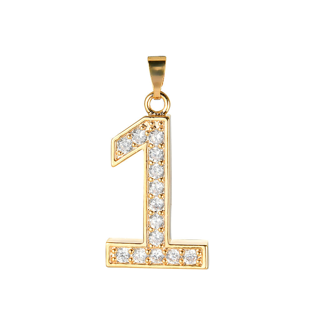 Digital Pendant Micro-inlaid Zircon Creative Combination Pendant 0-9 Digital Trend Hip-hop Jewelry