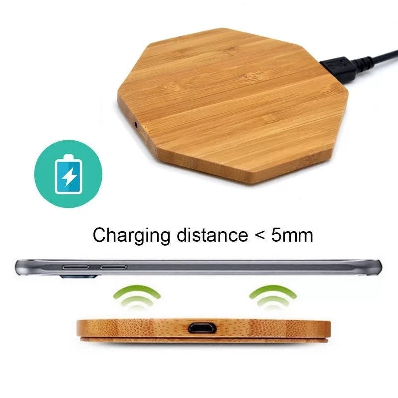 Real Bamboo Wood Square Round Wood Grain 10W Wireless Charging