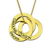 S925 Sterling Silver Jewelry Russian Round with Personalized Name Custom Three-color Necklace