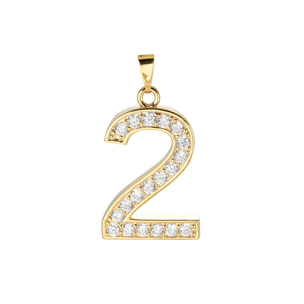 Digital Pendant Micro-inlaid Zircon Creative Combination Pendant 0-9 Digital Trend Hip-hop Jewelry