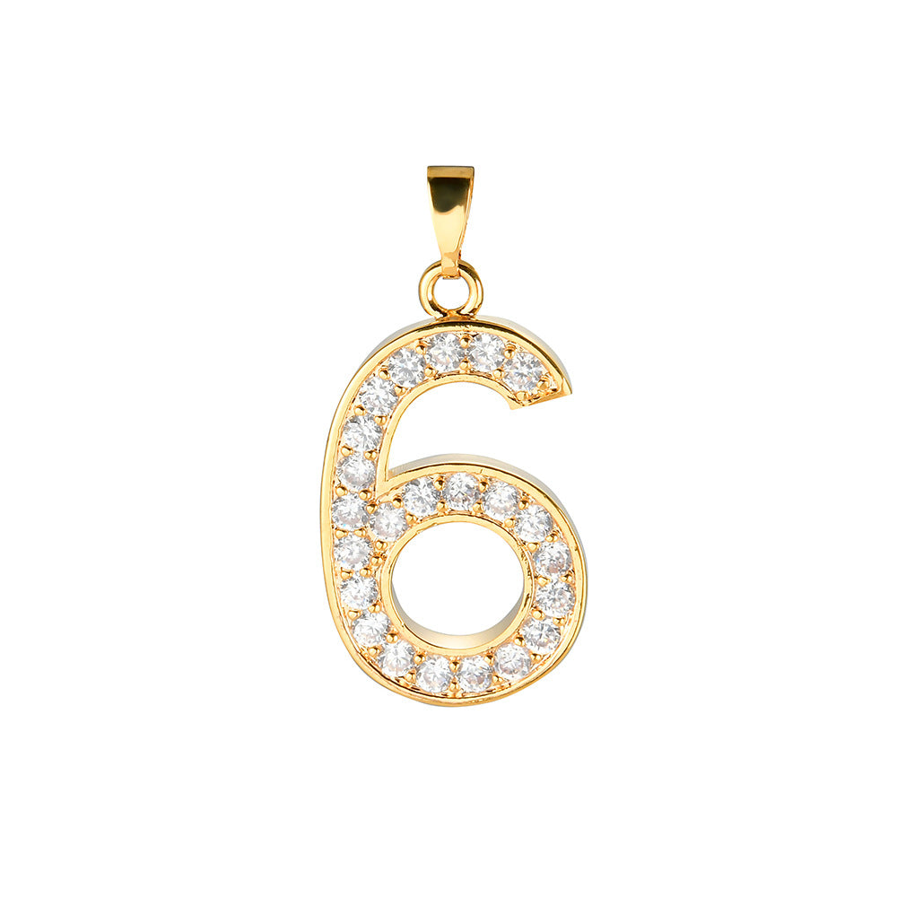 Digital Pendant Micro-inlaid Zircon Creative Combination Pendant 0-9 Digital Trend Hip-hop Jewelry