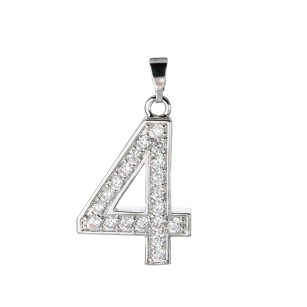 Digital Pendant Micro-inlaid Zircon Creative Combination Pendant 0-9 Digital Trend Hip-hop Jewelry