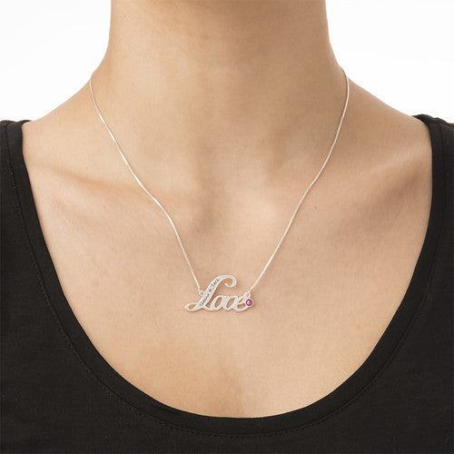 S925 Sterling Silver Inlaid Stone Love Personalized Name Customization Necklace