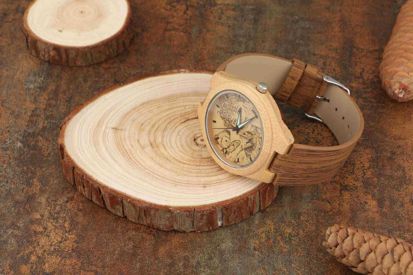 Personalized Custom Photo Wood Watch Wood Grain Watch