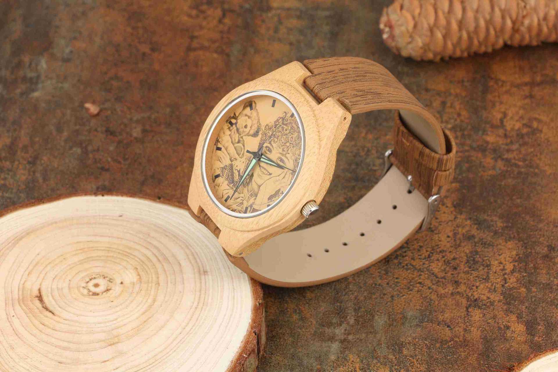 Personalized Custom Photo Wood Watch Wood Grain Watch