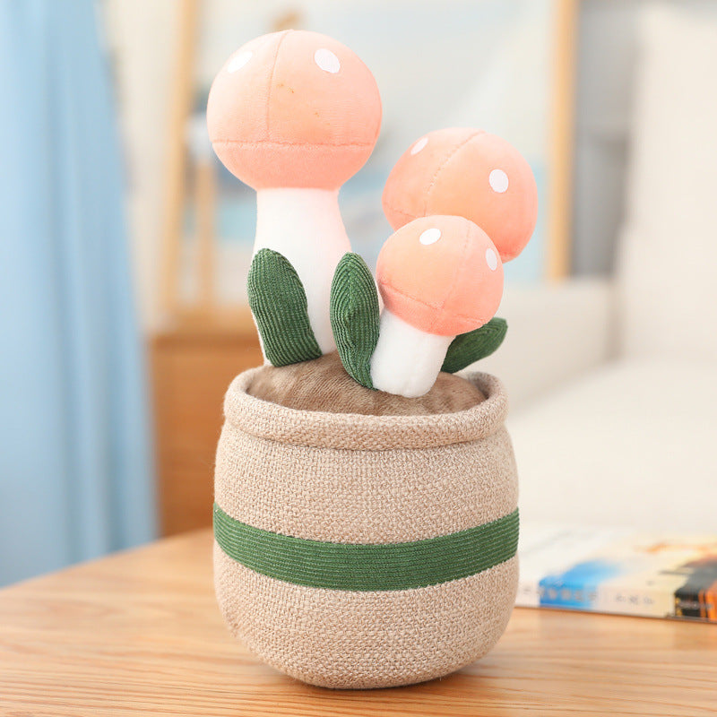 New Cute Potted Plants Mushroom Ornaments Plush