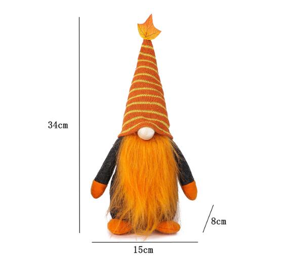 Harvest Festival Autumn Pumpkin Maple Leaf Faceless Gnome Doll Decoration