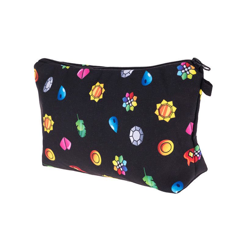 Digital Printing Cosmetic Bag Ladies Black Bottom Sun Storage Portable Washing Bag