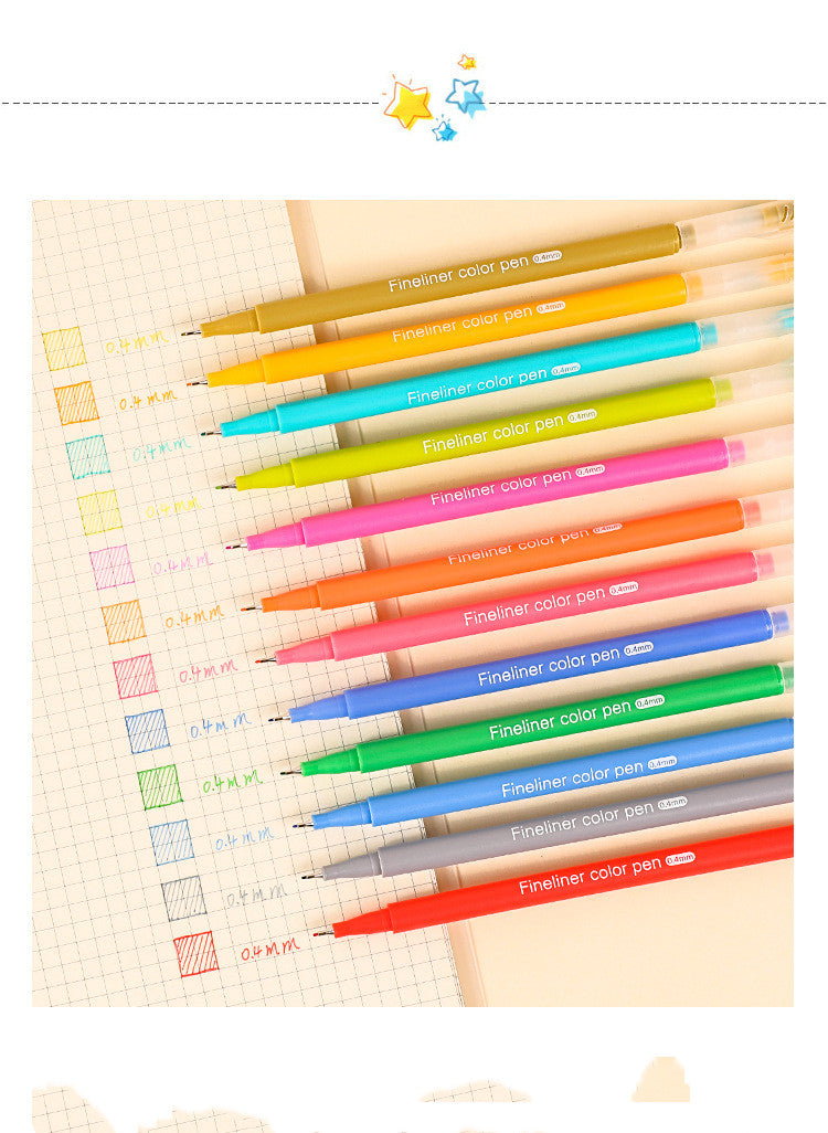 Set Of For Students To Take Notes With Korean Retro Colored Pens