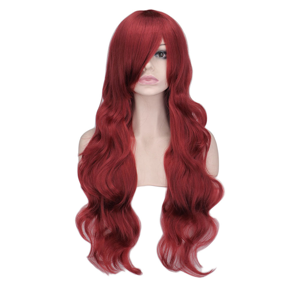 Mermaid Anime Cosplay Wig Dark Red Long Curly Hair