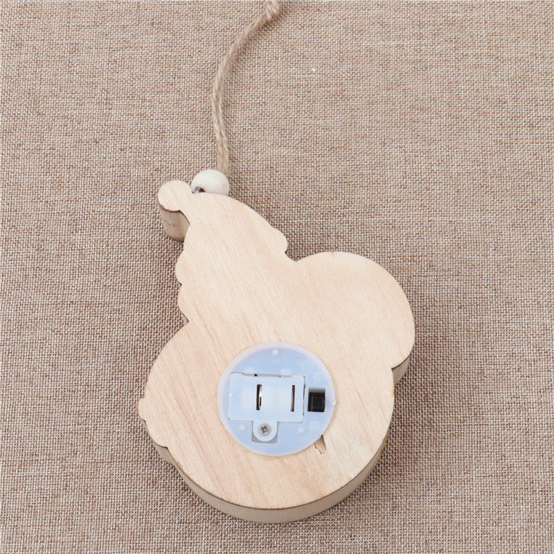 White Nordic Style Christmas Decoration Supplies Christmas Wooden Luminous Pendant