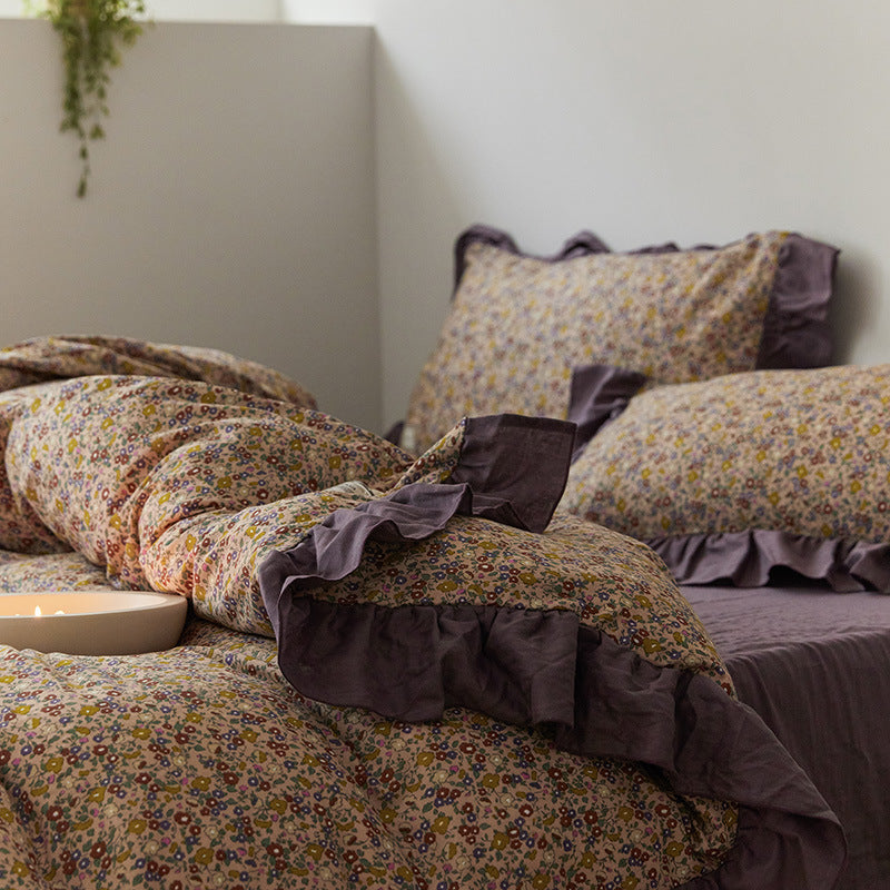 Ins Wind Pastoral Floral Double Gauze Bed Set Of Four