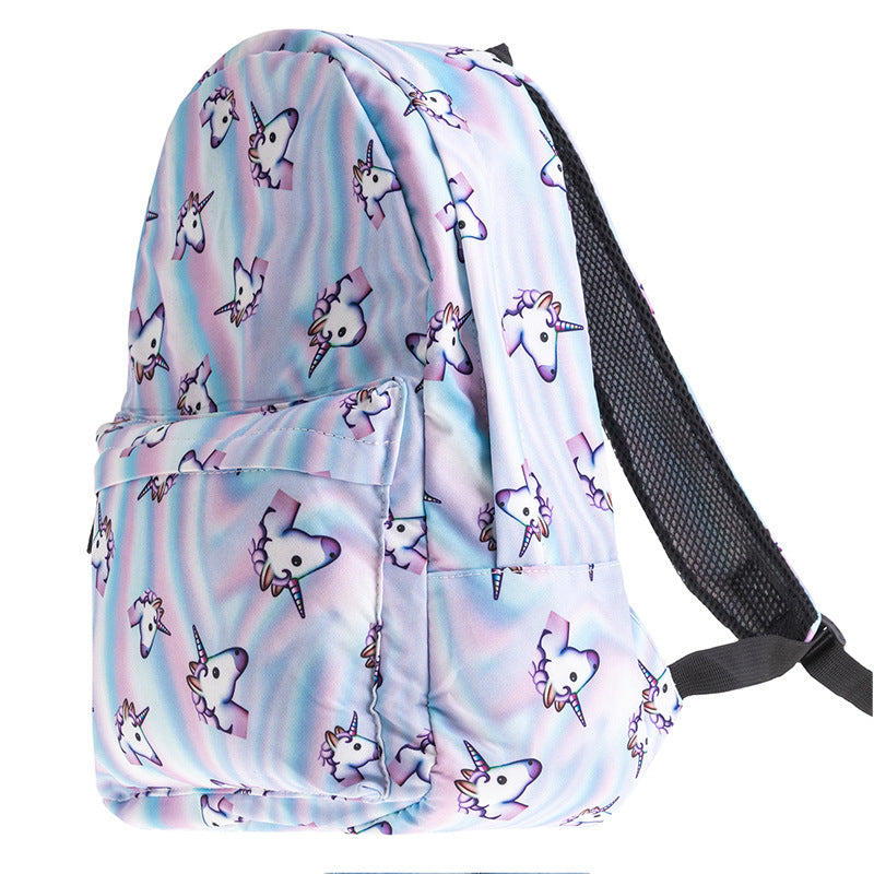 Children's Schoolbag Girls Travel Light And Practical Canvas Backpack Cute Cartoon Print Backpack