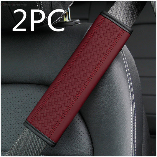 Fiber Leather Embossed Car Seat Belt Shoulder Guard Protective Cover Safety Belt