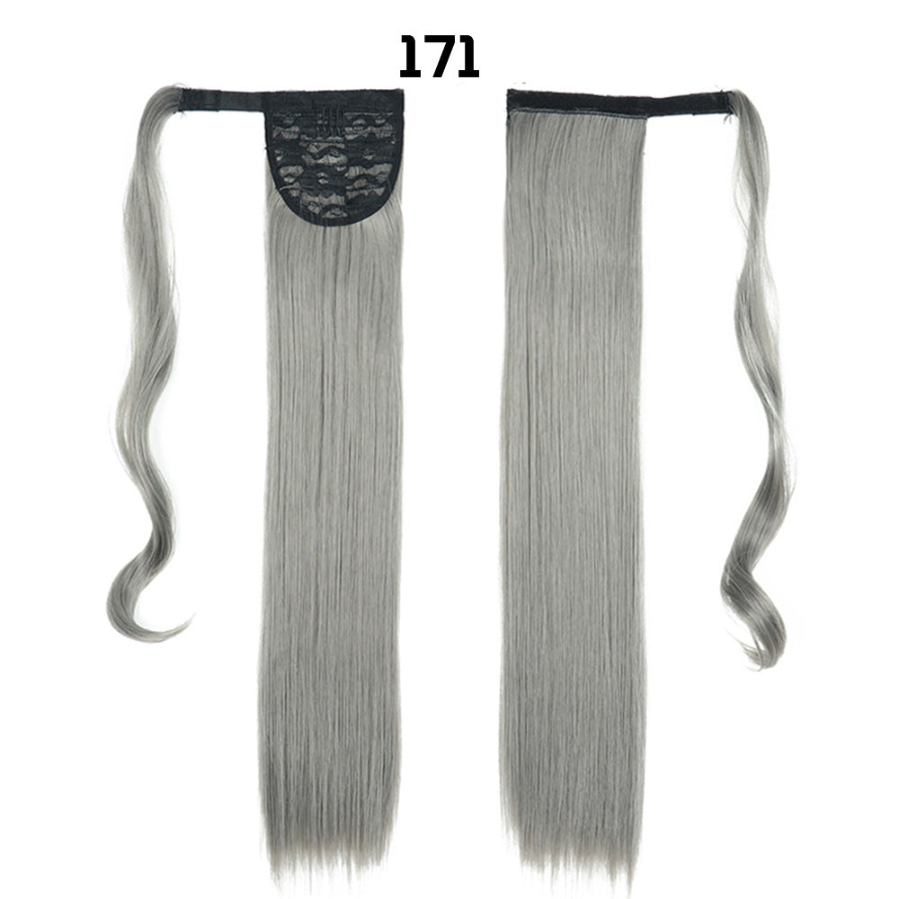 European And American Long Straight Hair Velcro Ponytail