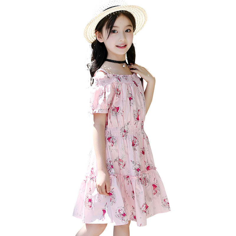 Children's foreign style floral skirt cotton dress