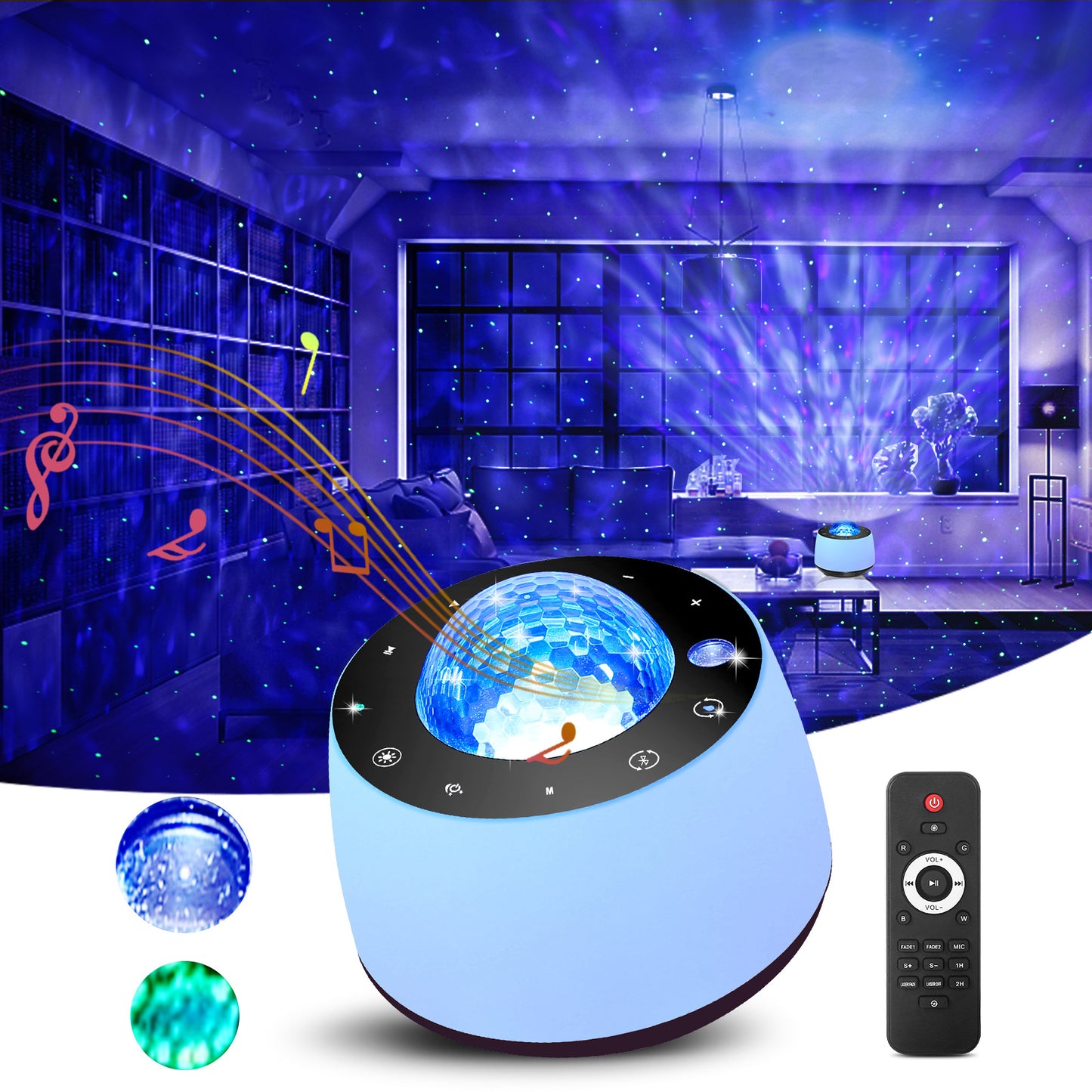 Starry Sky Water Pattern Projection Music Atmosphere Light