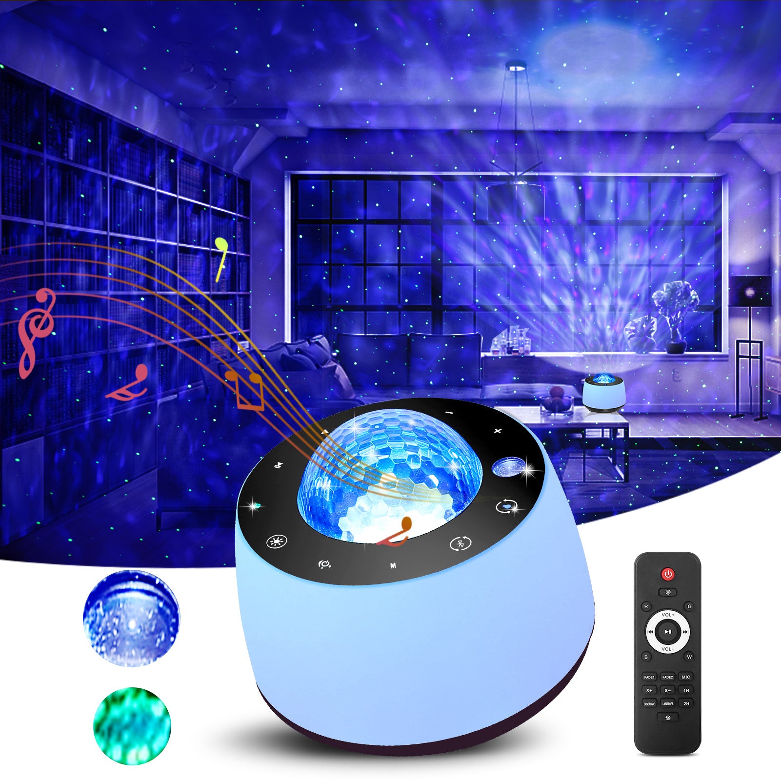 Starry Sky Water Pattern Projection Music Atmosphere Light
