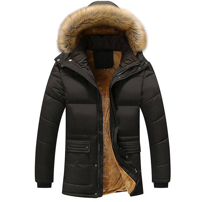 Winter Fur Hooded Men Jacket Thick Warm Parka Men Coats Windproof Solid Pockets