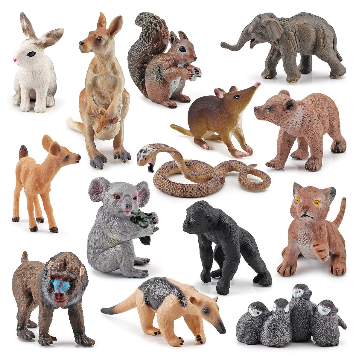 Brown Bear White-tailed Deer Anteater Kangaroo Koala Squirrel Mini Simulation Animal Model Ornaments