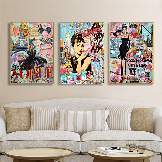 Modern Fashion Graffiti Art Female Poster Canvas Painting Home Decoration Frameless