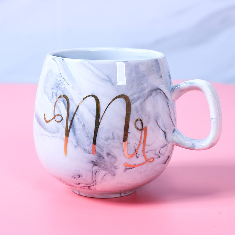 Ins Marble Pattern Couple Ceramic Cup