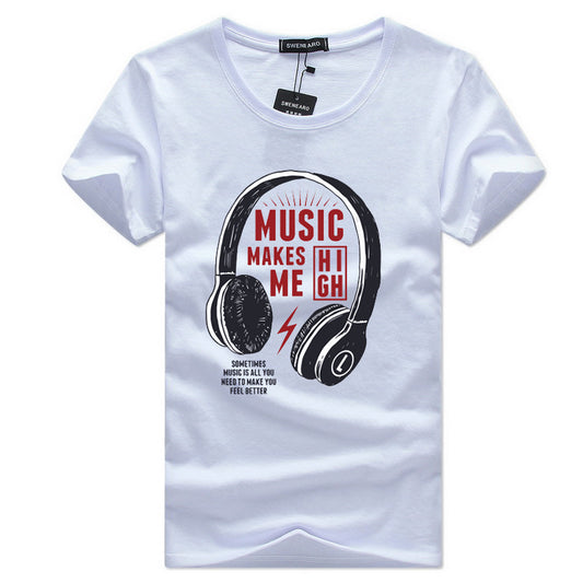 Fashion Men's Round Neck Letter Print Short Sleeve T-Shirt