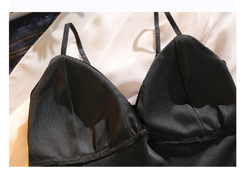 Halter Vest With Chest Pad Inside Take V-neck Slim-fit Wipe Chest Top Female