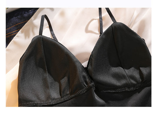 Halter Vest With Chest Pad Inside Take V-neck Slim-fit Wipe Chest Top Female