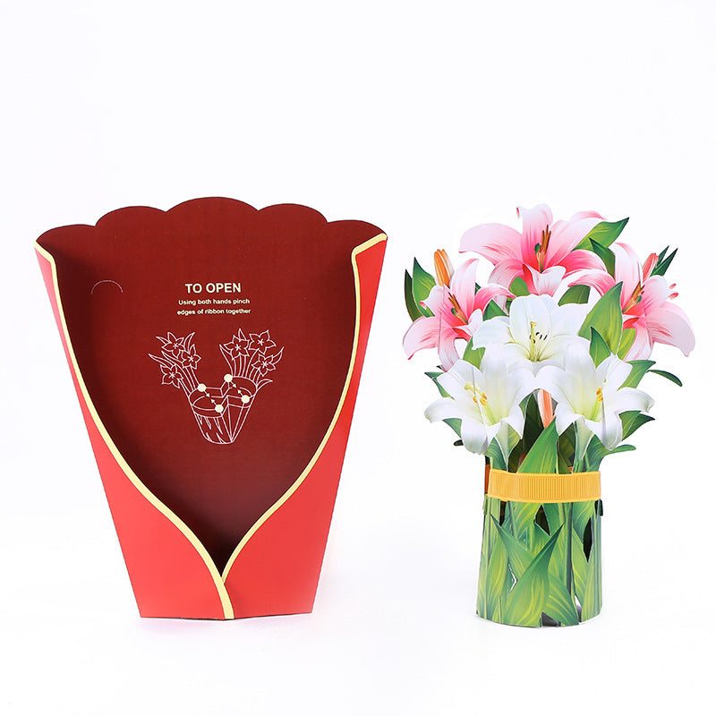 Creative 3D Three-dimensional Greeting Card Paper Holding Flowers