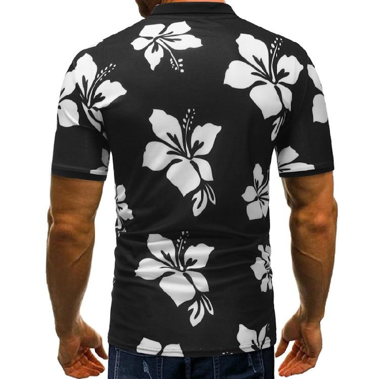 Fashion Printing Plus Size Casual Lapel Men's Short Sleeves