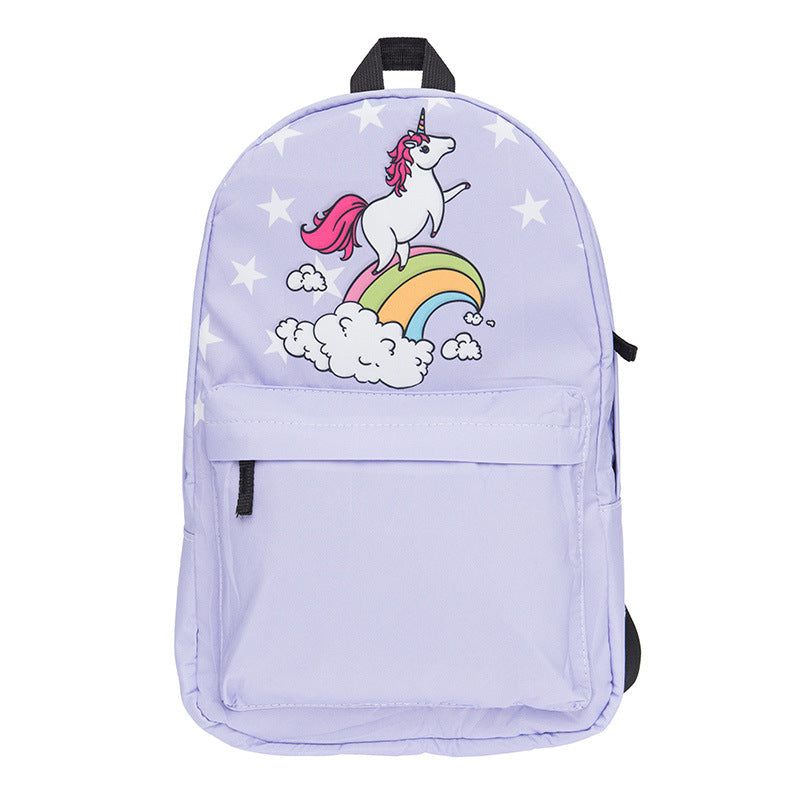 Children's Schoolbag Girls Travel Light And Practical Canvas Backpack Cute Cartoon Print Backpack