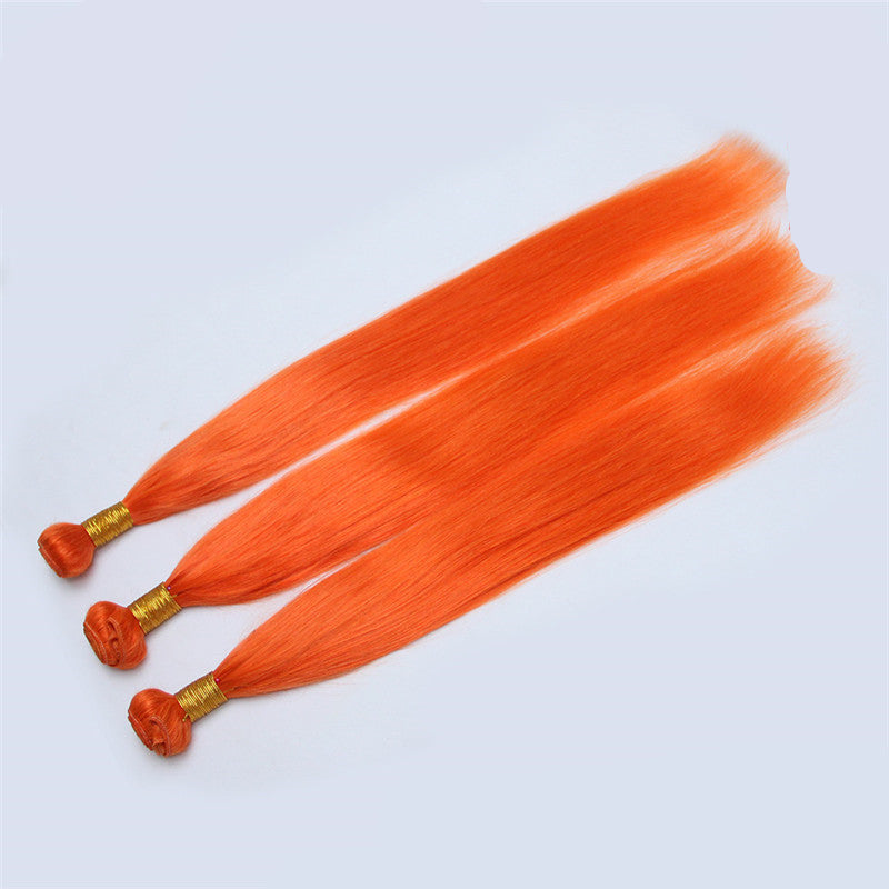 Color Human Hair Curtain Orange Hair Curtain