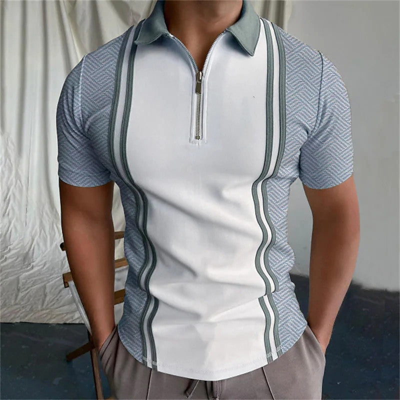 Men's Short Sleeved Zipper Polyester