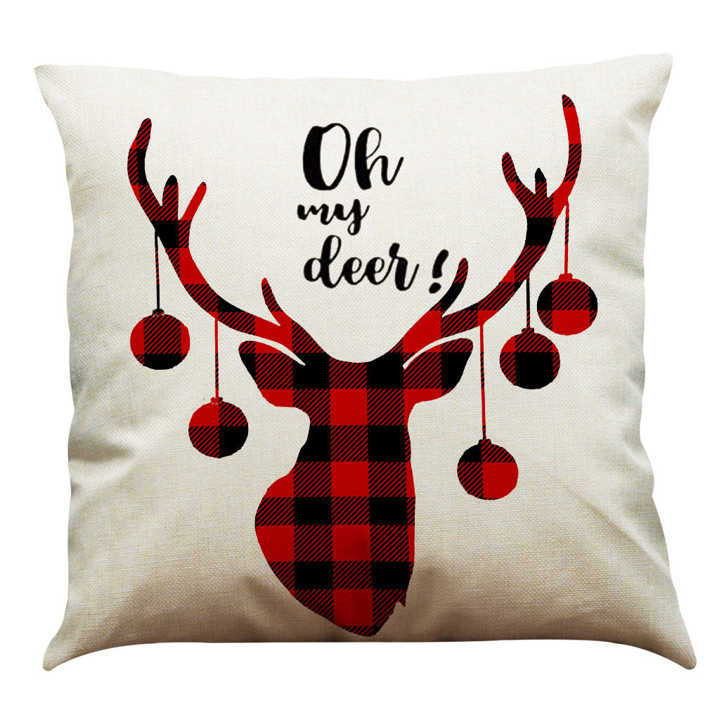 Christmas Cotton Linen Sofa Car Cushion Pillowcase