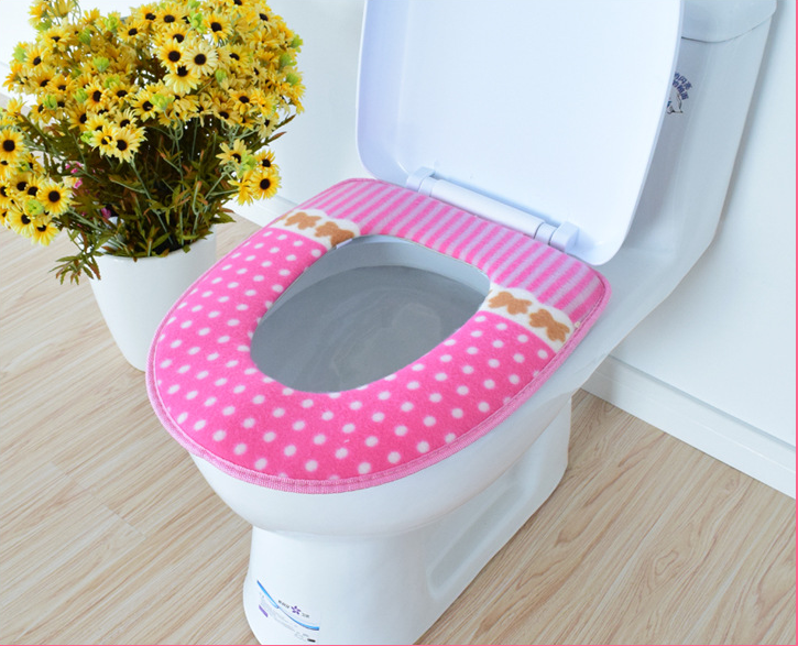 Thick Suede Colorful Dots Washable Toilet Seat