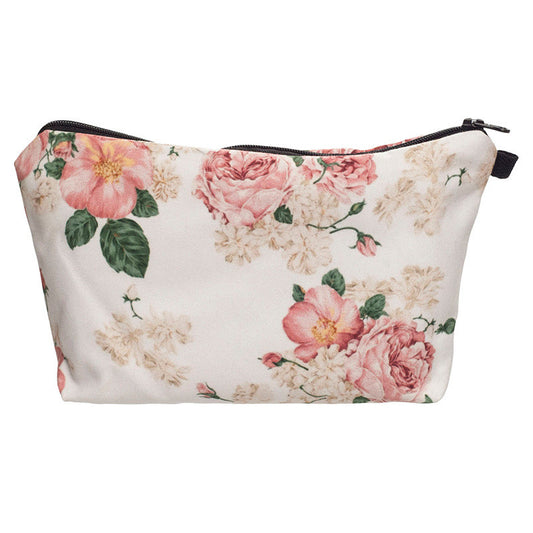 Multifunctional Clutch Bag Storage Wash Bag Pink Flower 3d Digital Printing Cosmetic Bag