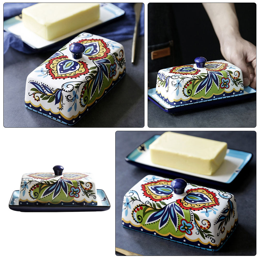 Pottery Butter Dish And Cheese Box Storage