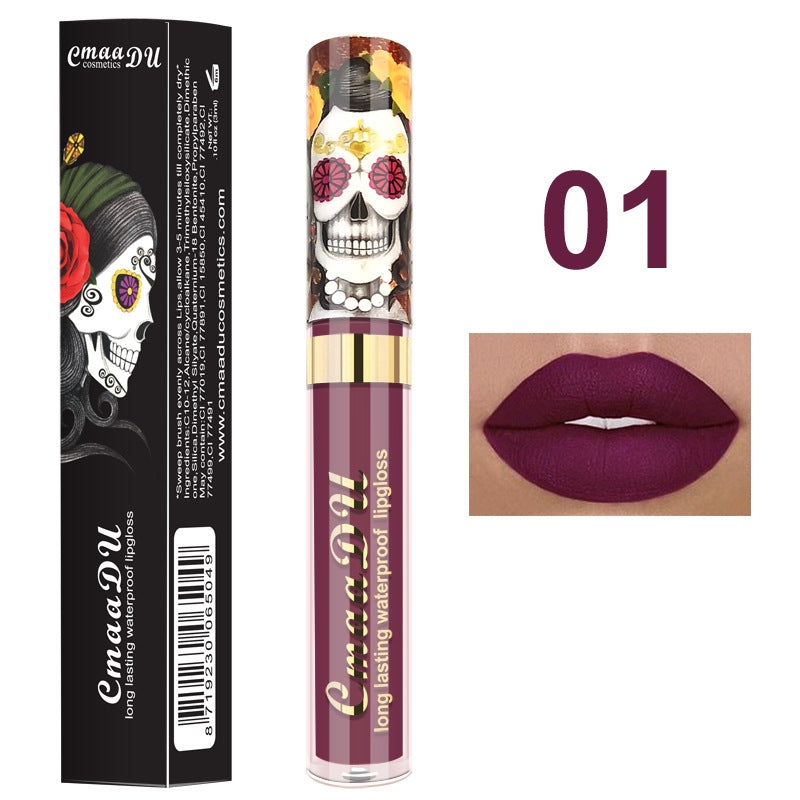 Light Metal Pearlescent Skull Single Lip Gloss Lipstick